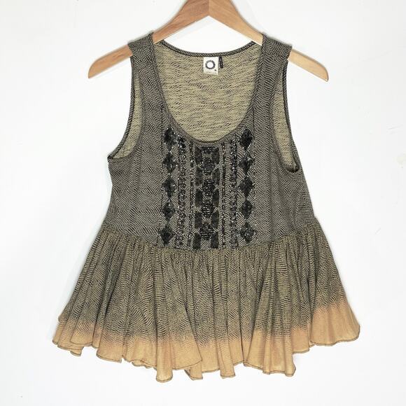 ANTHROPOLOGIE AKEMI + KIN Women’s Sequined Ruffle Peplum tank top - Picture 3 of 5